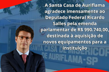  Deputado Federal Ricardo Sales destina emenda parlamentar no valor de R$ 990.740,00